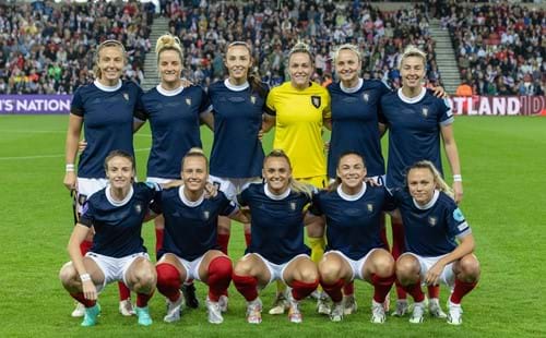 Scotland line up at the Stadium of Light