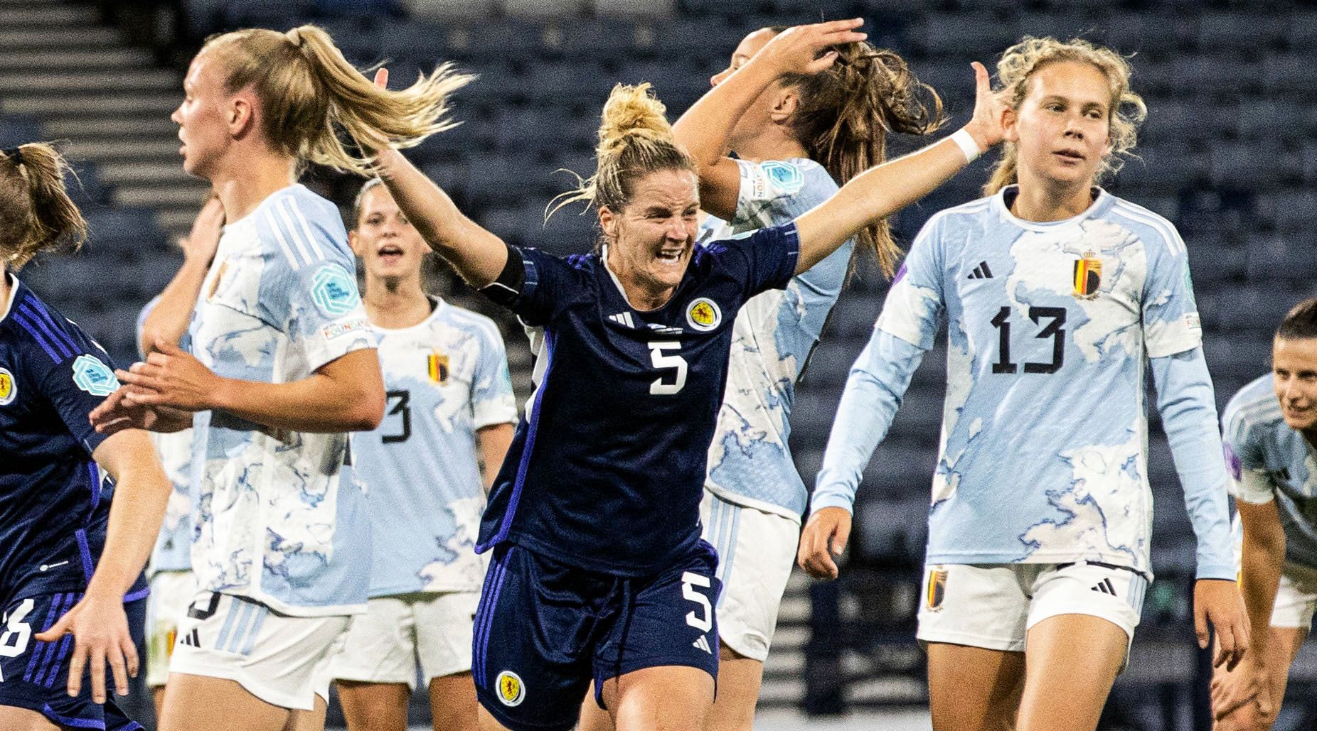 Sophie Howard celebrates last minute equaliser for Scotland