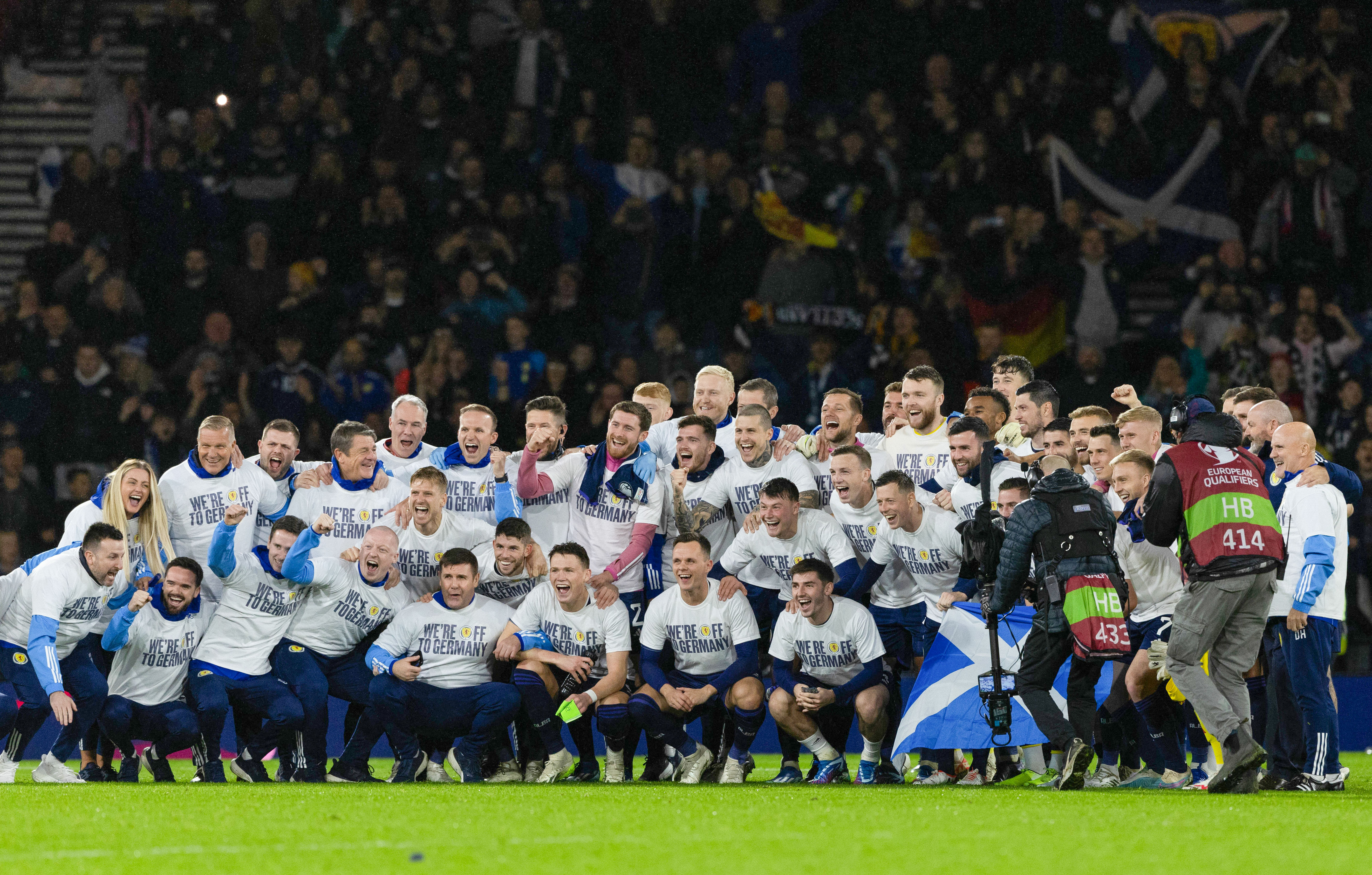 Scotland team celebrate EURO 2024 qualification at Hampden Park