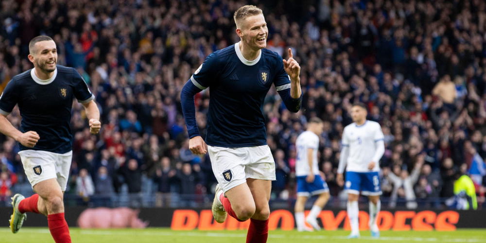 Scott McTominay celebrates scoring for Scotland