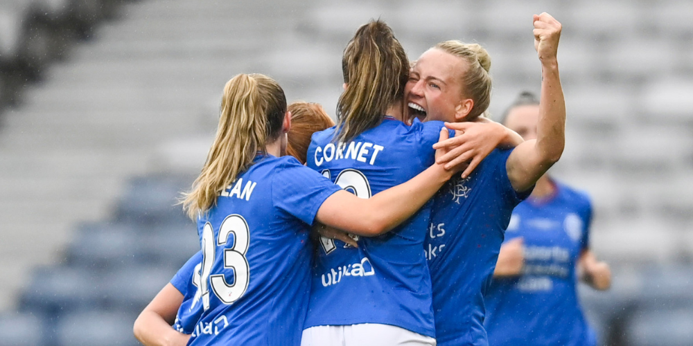 Rachel McLauchlan celebrates opening the scoring
