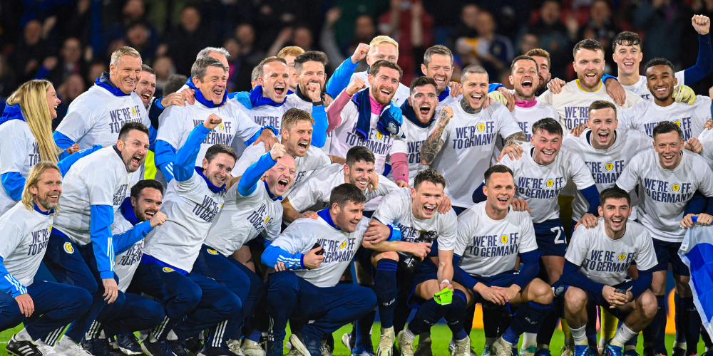 Scotland celebrate qualifying for UEFA EURO 2024