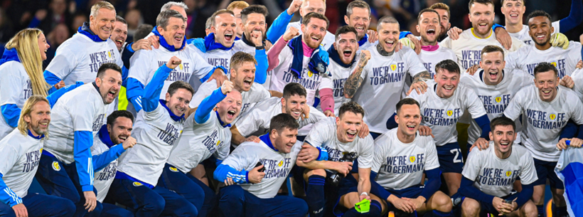 Scotland celebrate qualifying for UEFA EURO 2024