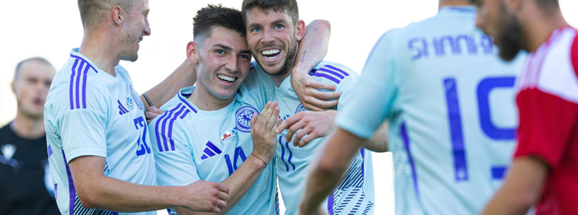 Ryan Christie celebrates scoring against Gibraltar