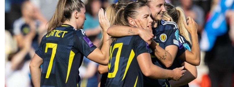 Scotland Women's Players celebrating