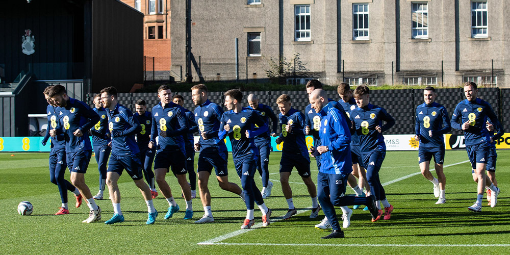 Scotland players training for Portugal