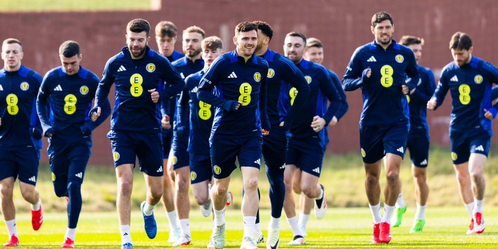 Scotland train ahead of the game against Greece