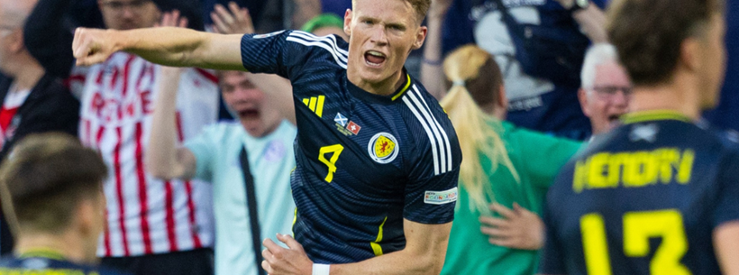 Scott McTominay celebrates after scoring against Greece