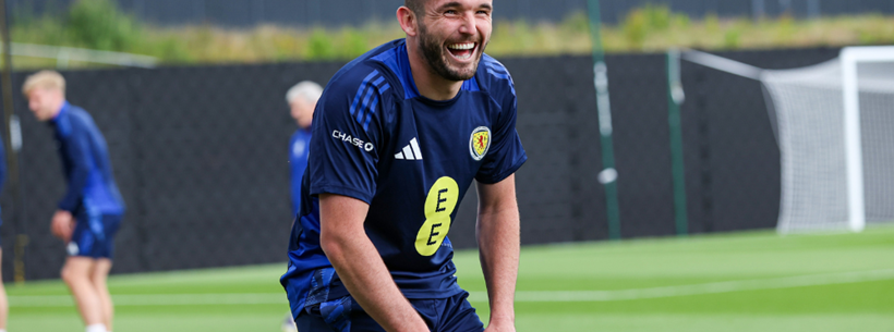 John McGinn in training with Scotland