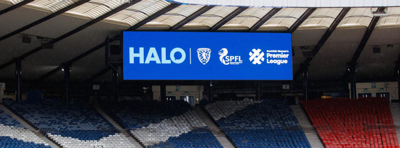 HALO branding on Hampden Park big screen