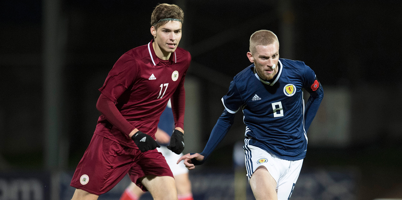 Oli McBurnie playing for Scotland under-21s