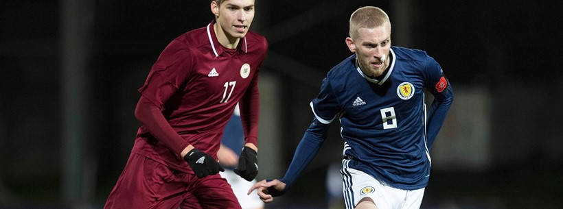 Oli McBurnie playing for Scotland under-21s