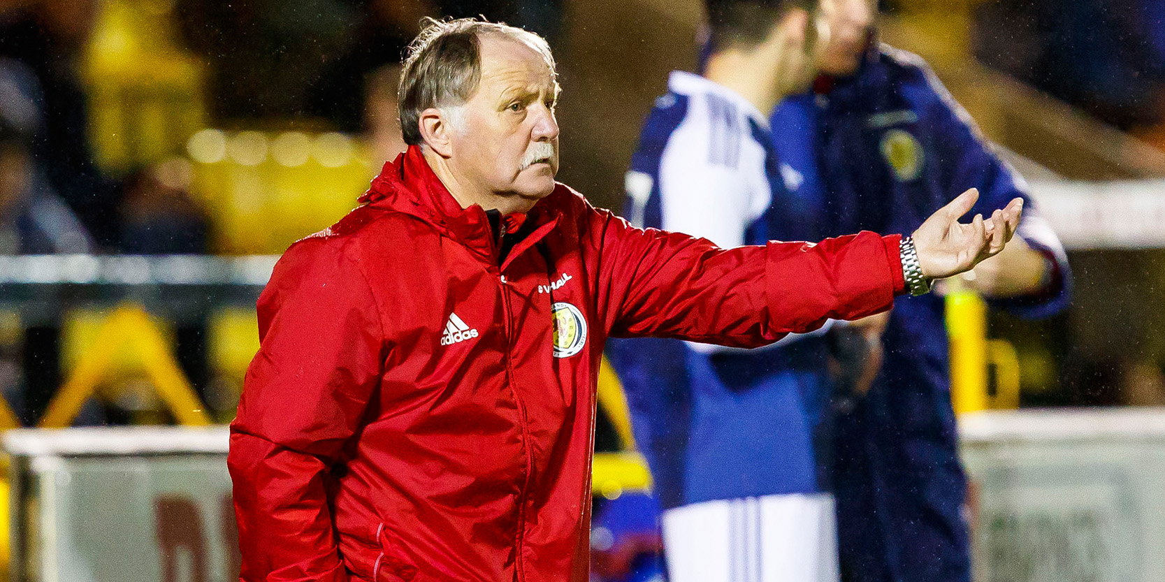 Donald Park instructs Scotland Under-19s from the sidelines
