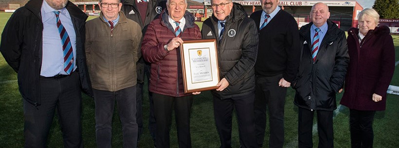 Scottish FA President Alan McRae with Kelty Hearts Board