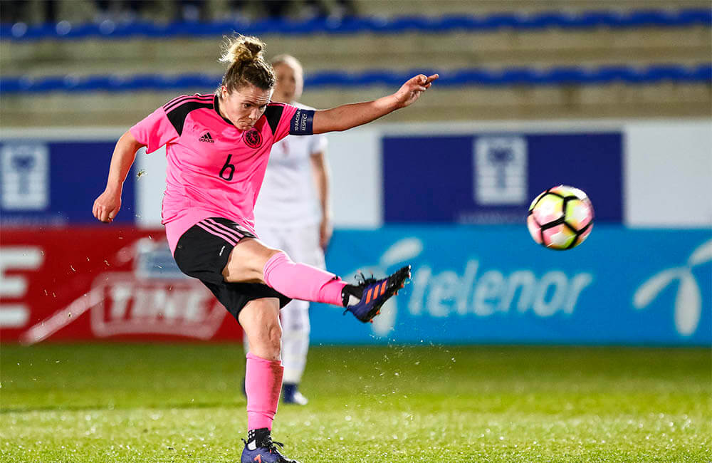 Jo Love unleashes a shot in defeat to Norway