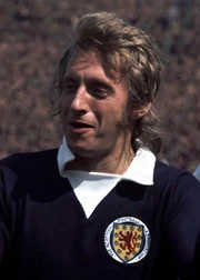 Denis Law playing for Scotland