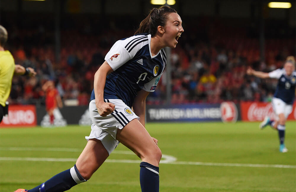 Caroline Weir celebrates