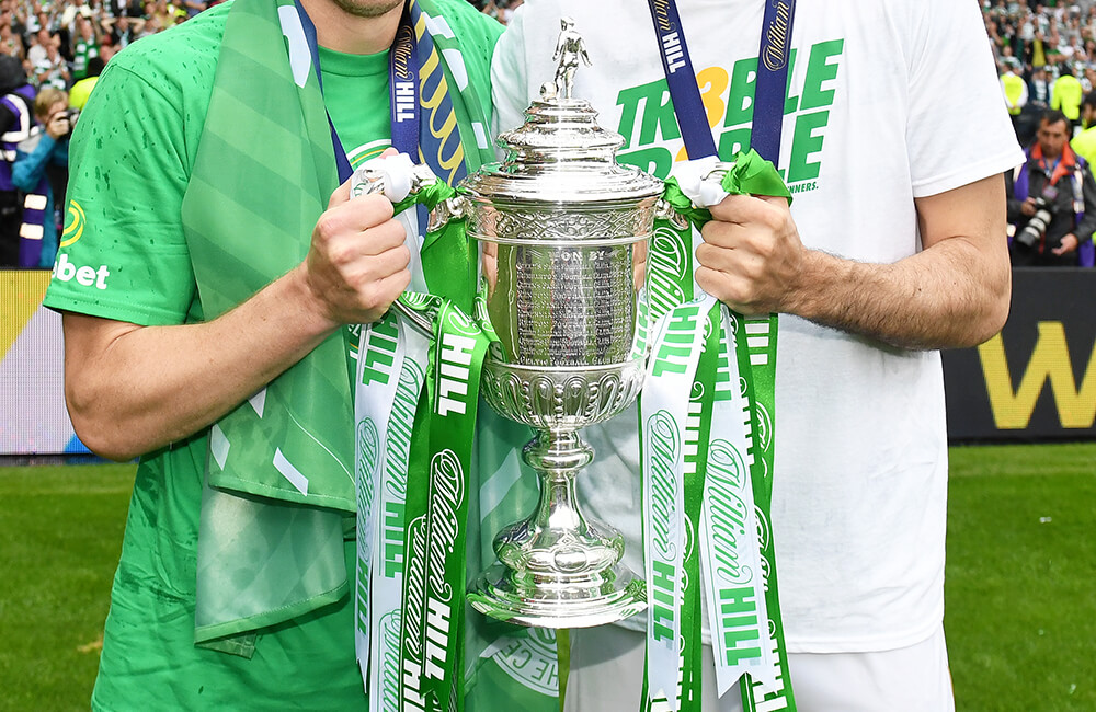 Mystery Celtic Players with the Scottish Cup