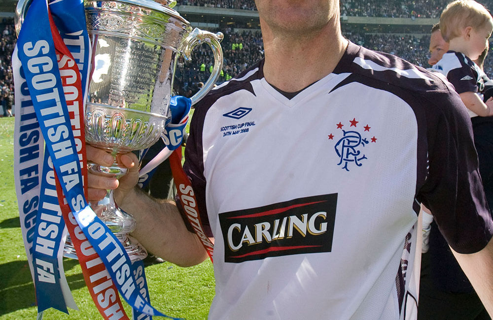 Mystery Rangers player with the Scottish Cup