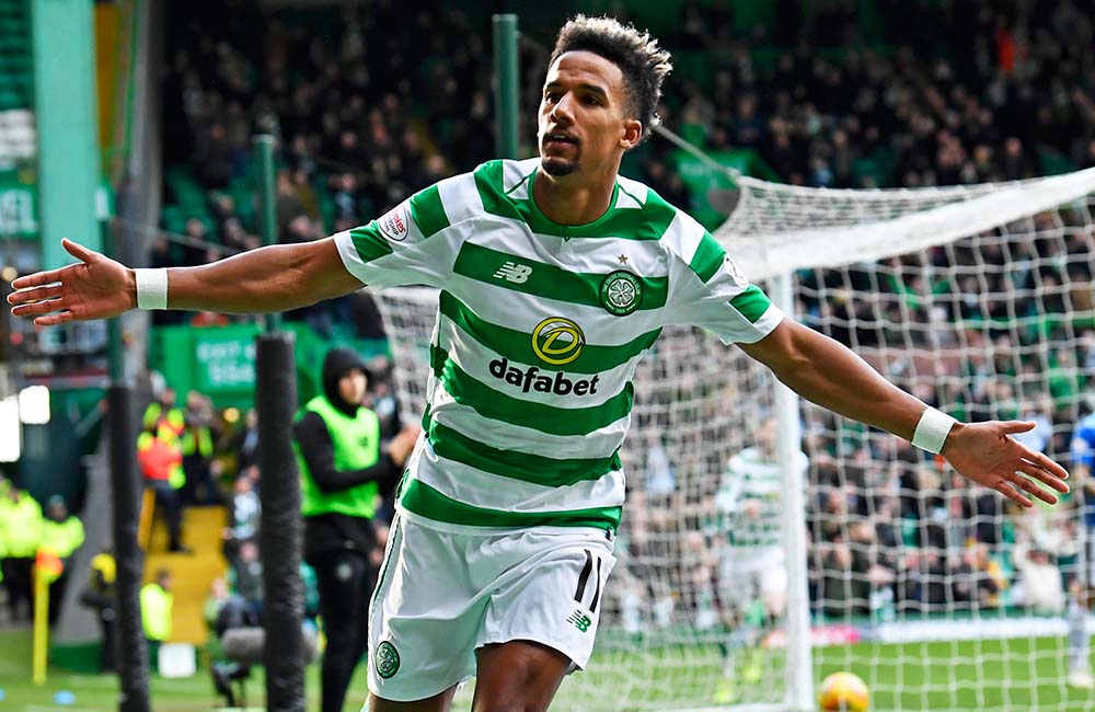 Scott Sinclair celebrates at Celtic Park