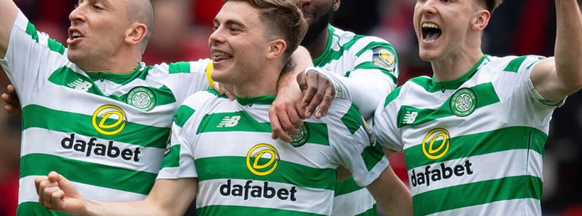 Celtic celebrate Forrest opening goal against Aberdeen