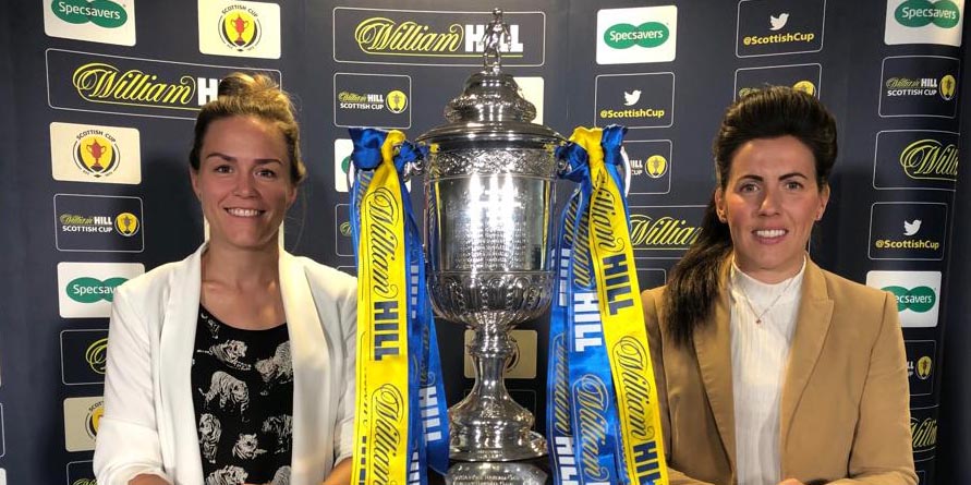 Lee Alexander and Leanne Crichton with the Scottish Cup