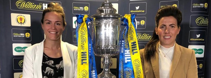 Lee Alexander and Leanne Crichton with the Scottish Cup