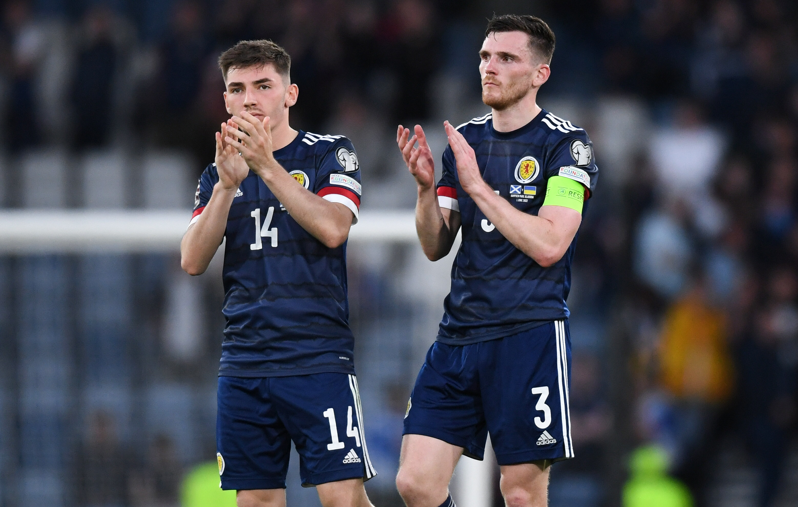Billy Gilmour and Andy Robertson clapping