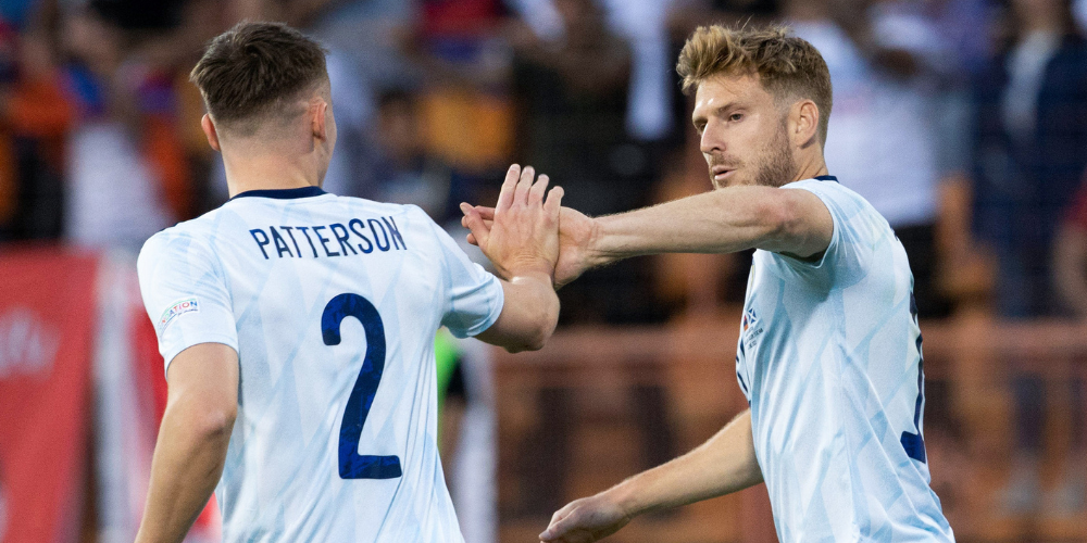 Stuart Armstrong celebrates