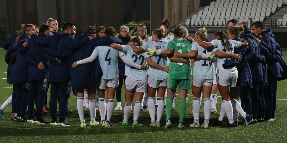 Scotland Women's National Team huddle